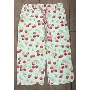 Nick & Nora Blue Birds Raspberry Print Capri Pajama Bottoms Medium Retired